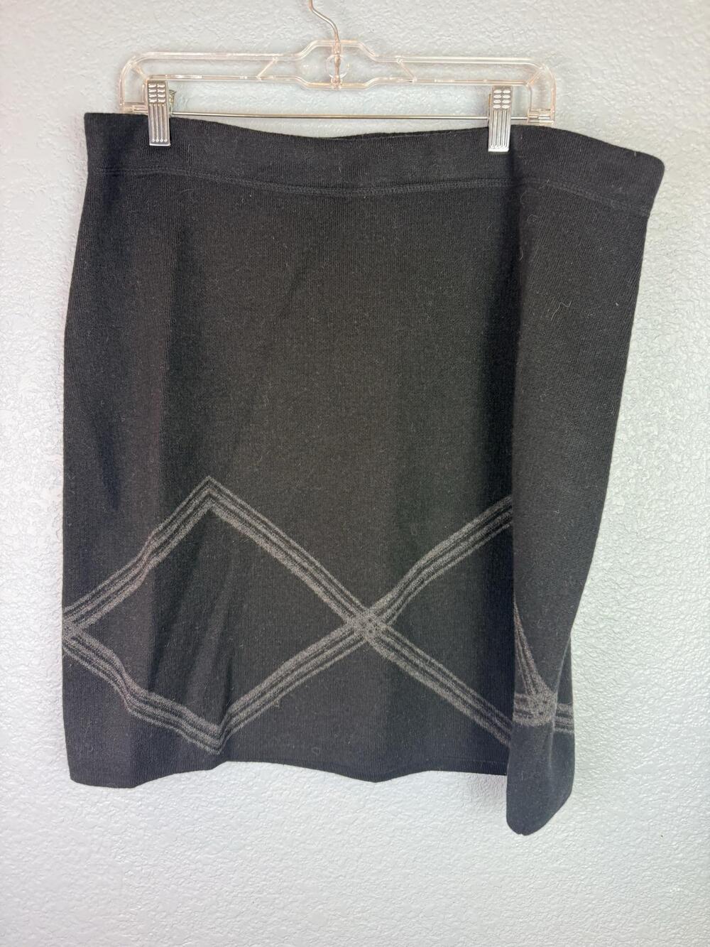 Royal Robbins Skirt Womens XL Gray Argyle Merino Wool Cotton Knit Pull On